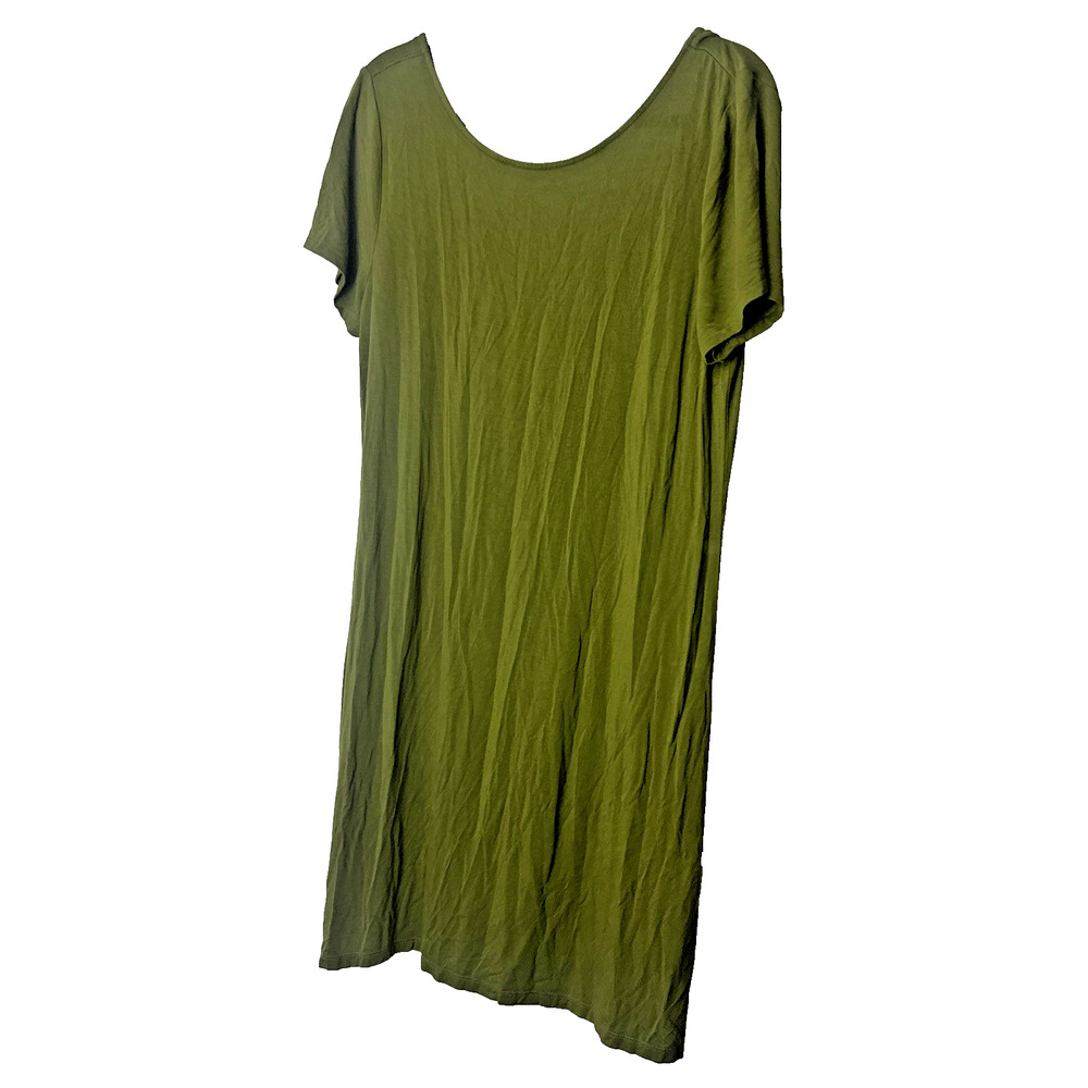 Daily Ritual Women Large Mini Jersey Short Sleeve T-shirt Tee Dress Green